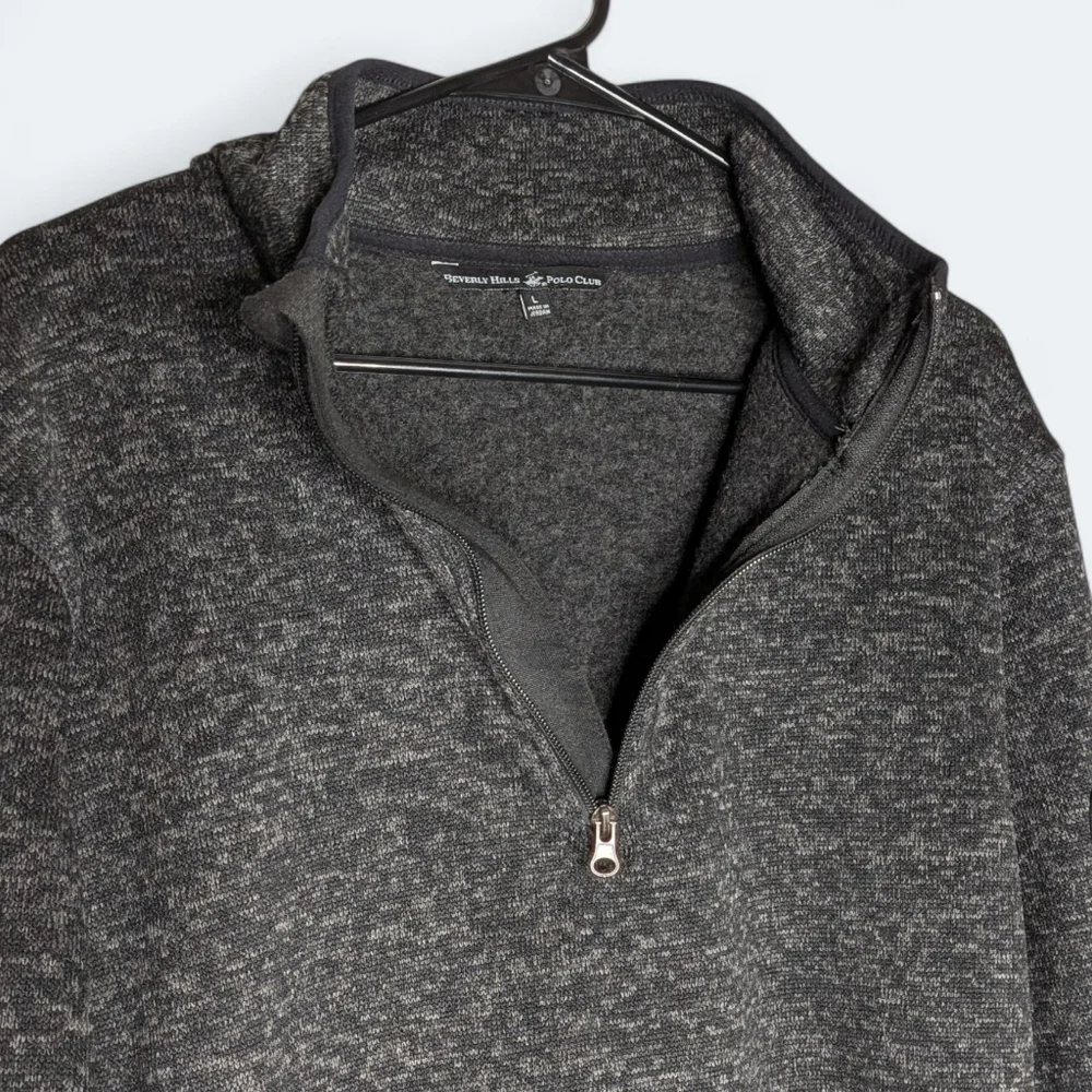 Beverly Hills Polo Club Charcoal Gray Quarter-Zip Pullover Men Athletic Size L - Picture 12 of 12